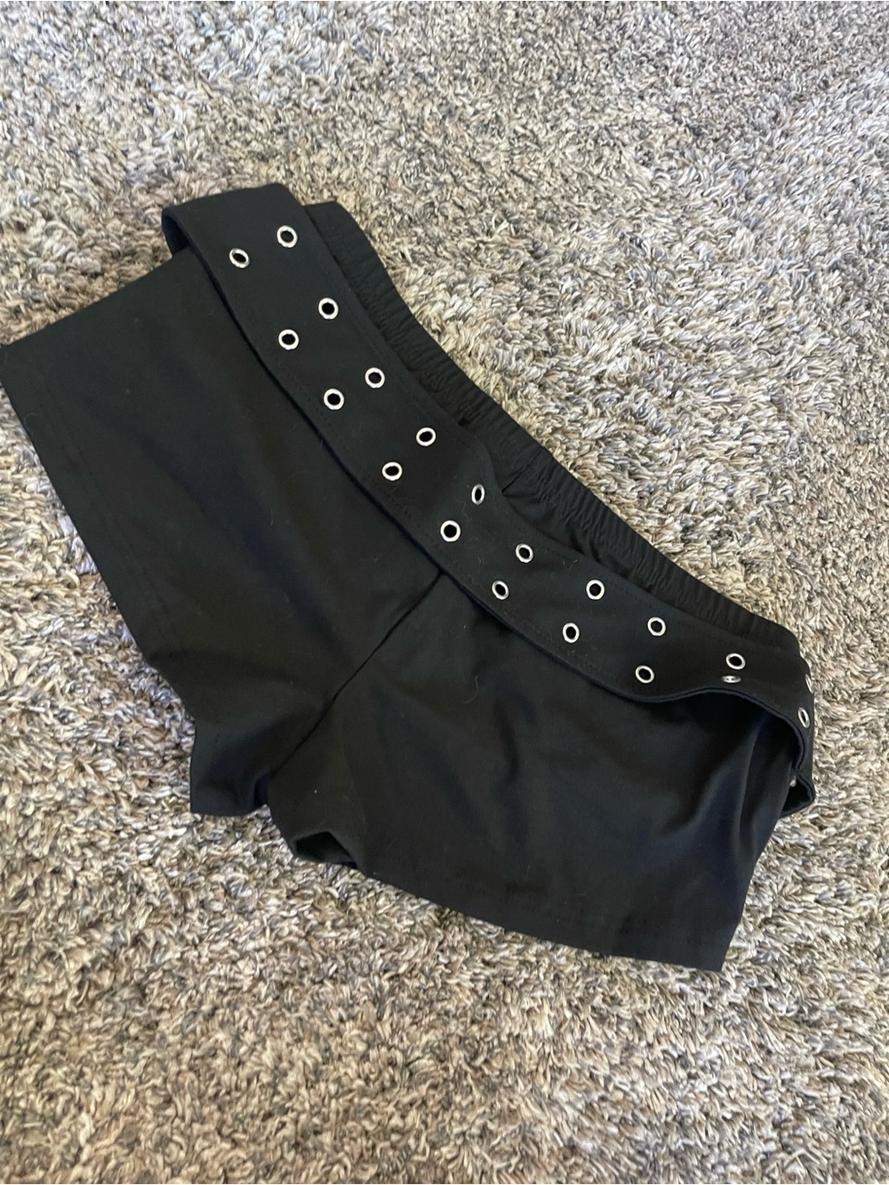 Black Women's Mini Eyelet Detail Shorts